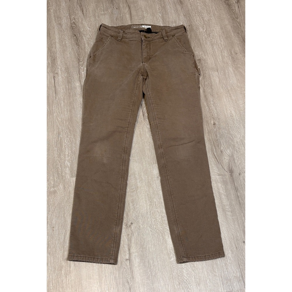 Carhartt Relaxed Fit Fleece Lined Utility Pants Brown BN5998-W Womens 4 Regular